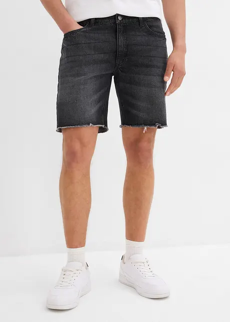 Långa jeansshorts med ofållade benslut, Relaxed Fit, bonprix