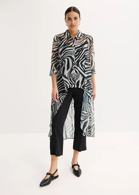 Lång blus i chiffong, bonprix