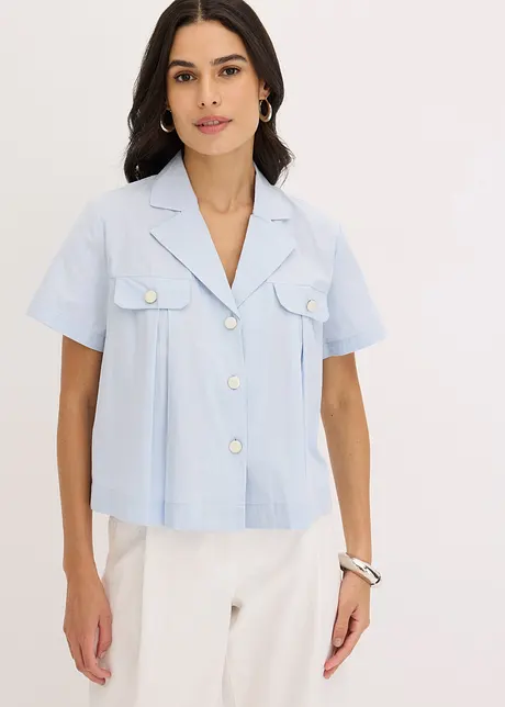 Kort blus i bomullspoplin, bonprix