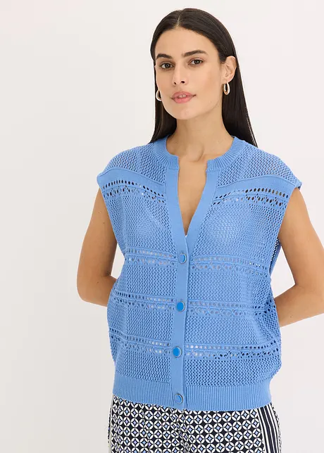 Hålmönstrad cardigan med kort ärm, bonprix