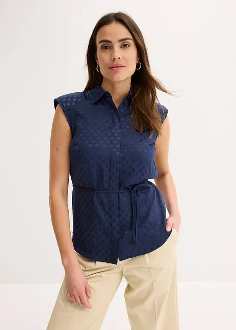 Satinblus med knytband, bonprix