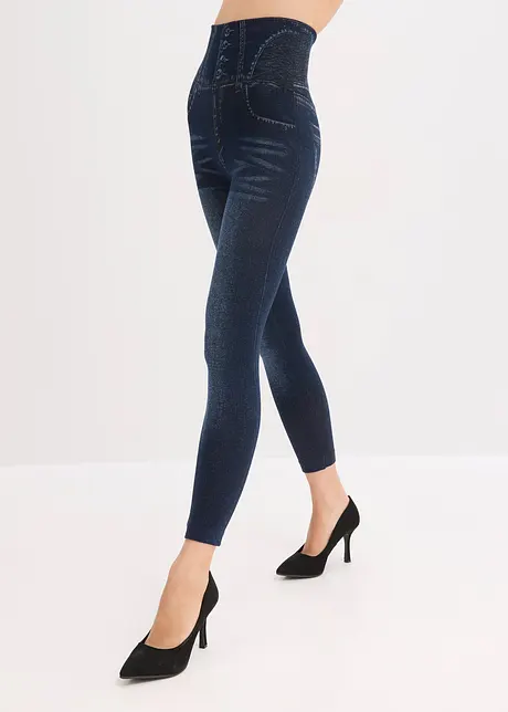 Sömlösa leggings med jeanslook och kraftigt formande effekt, bonprix