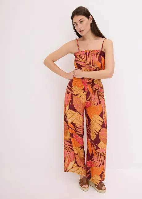 Mönstrad jumpsuit av viskos med mjukt fall, bonprix