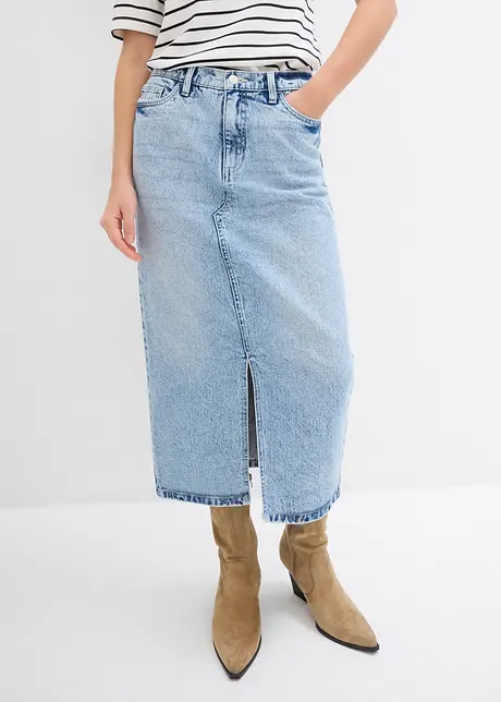 Jeanskjol i midilängd, bonprix