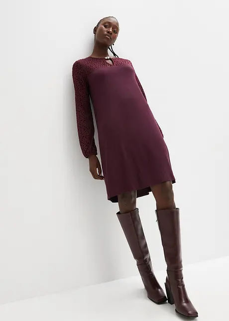 Jerseyklänning med meshinfällning, BODYFLIRT