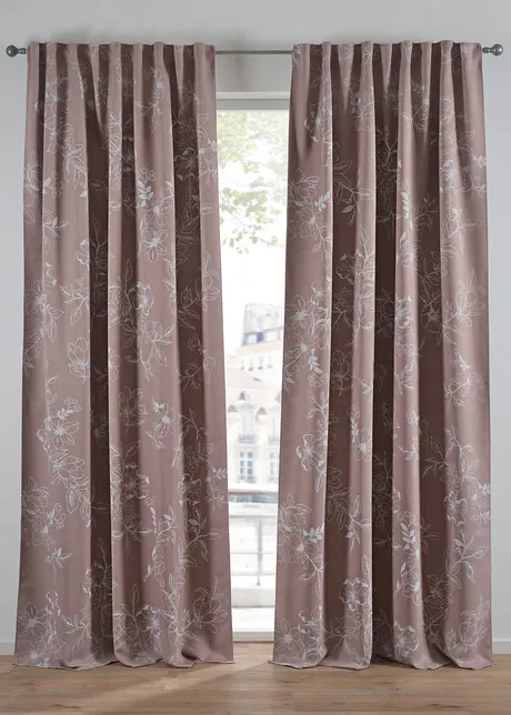 Mörkläggande gardinlängd med bladmönster (1 styck), bonprix