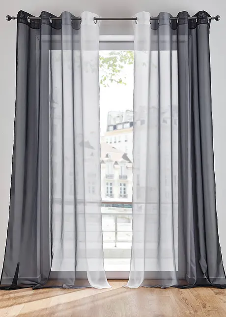 Gardin med färgskiftning i återvunnen polyester (2-pack), bonprix