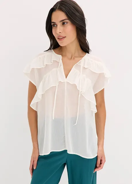 Chiffongblus med volanger, bonprix