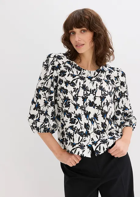 Kortärmad blus av material med struktur, bonprix