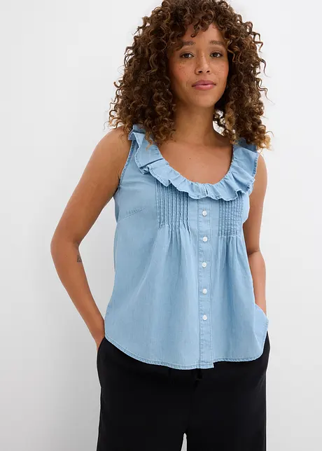 Bluslinne i denim av ekologisk bomull, bonprix