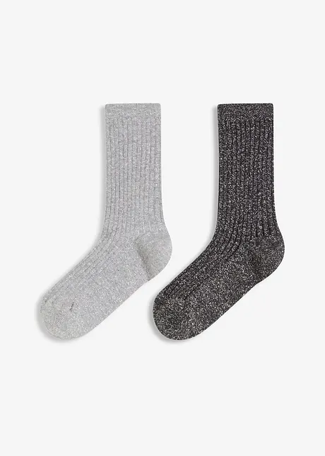 Strumpor med ekologisk bomull och Lurex (2-pack), bonprix
