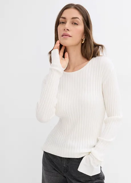 Ribbstickad topp, bonprix