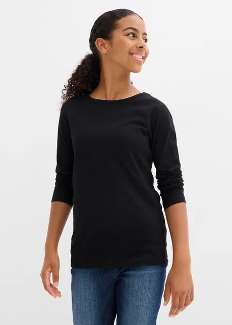 Långärmad topp av ren bomull (3-pack), bonprix