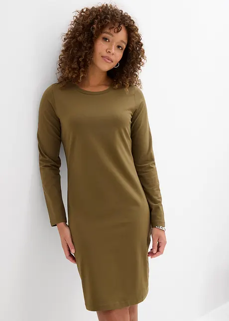 Jerseyklänning av bomull med stretch (2-pack), bonprix