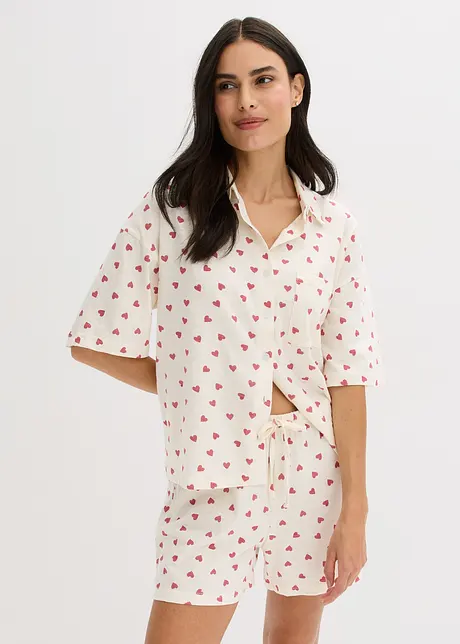 Pyjamas med shorts, slubbeffekter, oversized, bonprix