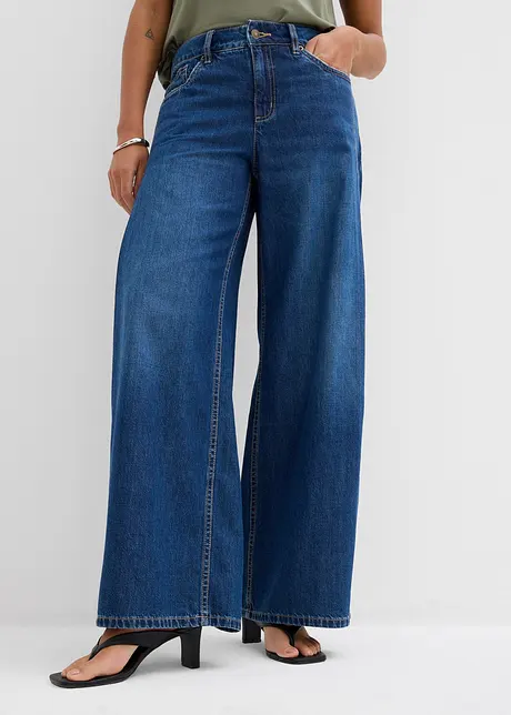 Wide Leg Jeans med medelhög midja, bonprix