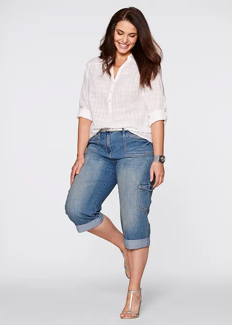 Cargo Jeans, Mid Waist, Stretch, bonprix
