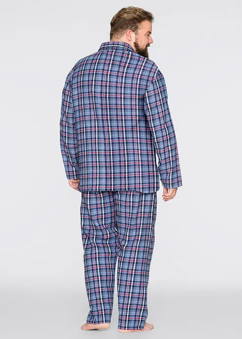 Flanellpyjamas med knappslå och långa ärmar, bonprix