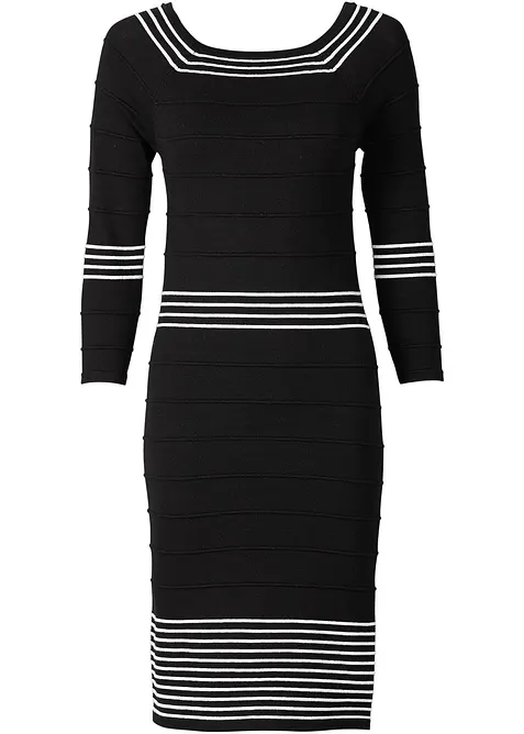 Stickad klänning i mjuk viskosmix, bonprix