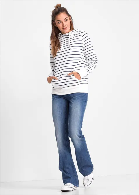 Sweatshirt med luva i bomullsmix, bonprix