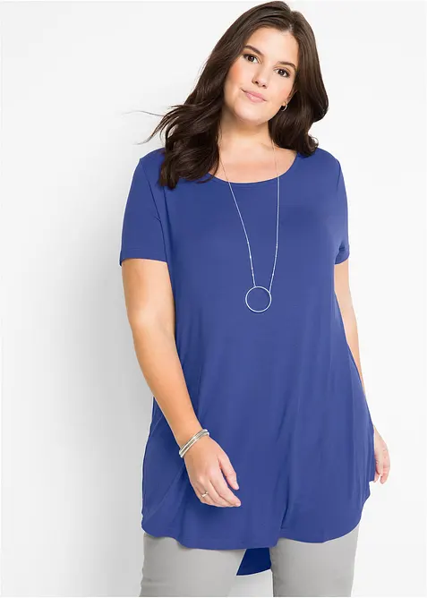 Kort&auml;rmad l&aring;ng topp i mjuk viskos, bonprix