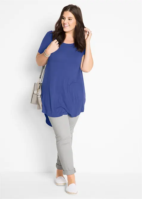 Kort&auml;rmad l&aring;ng topp i mjuk viskos, bonprix