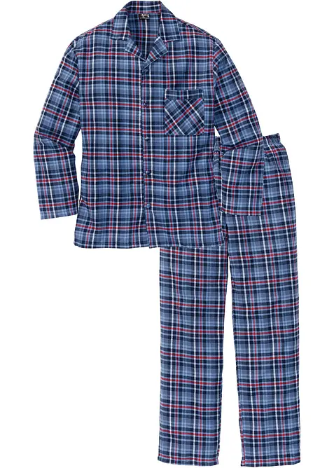 Flanellpyjamas med knappslå och långa ärmar, bonprix