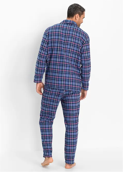 Flanellpyjamas med knappslå och långa ärmar, bonprix