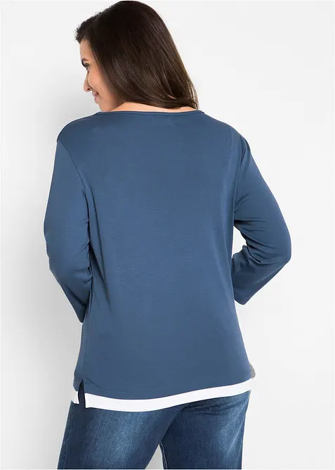 Bomullstopp med 2-i-1-look och 3/4-ärm, bonprix