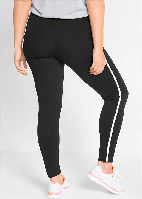 Ankellånga sportleggings med kontrastfärgade ränder, bonprix
