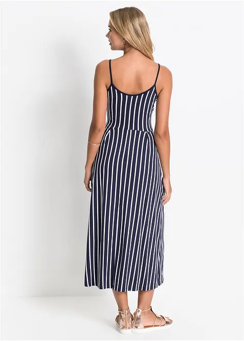 Somrig jerseykl&auml;nning med knappsl&aring; och r&auml;nder, bonprix