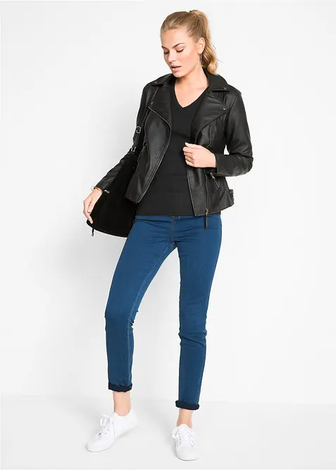 Finstickad tr&ouml;ja med V-ringning, bonprix