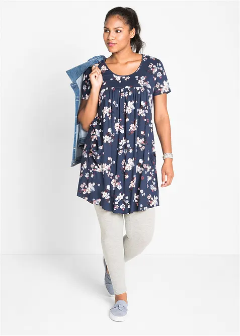 Kort jerseyklänning i mjuk viskosmix, bonprix