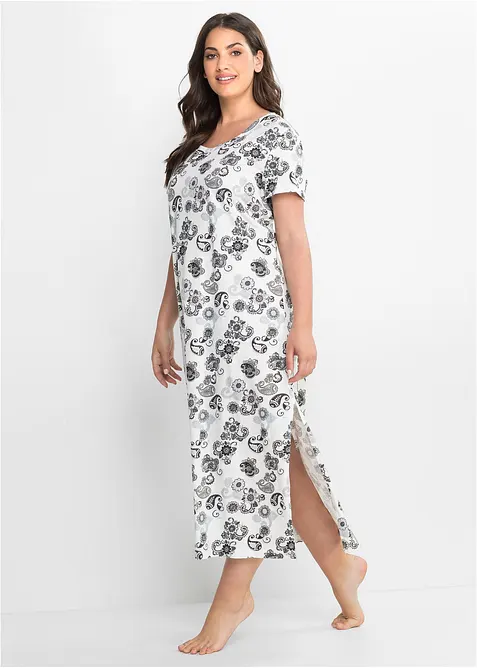 Långt nattlinne av ekologisk bomull, bonprix