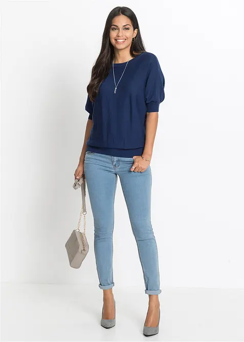 Finstickad tröja av bomullsmix, bonprix