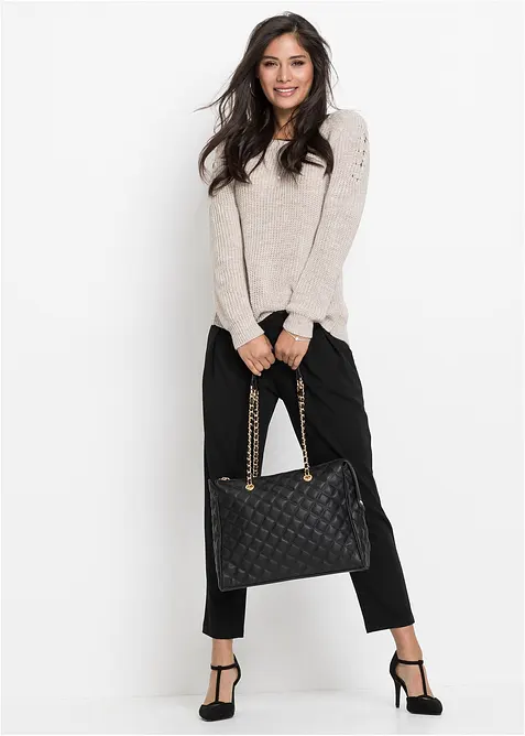 Handväska med dekorativa stickningar, bonprix