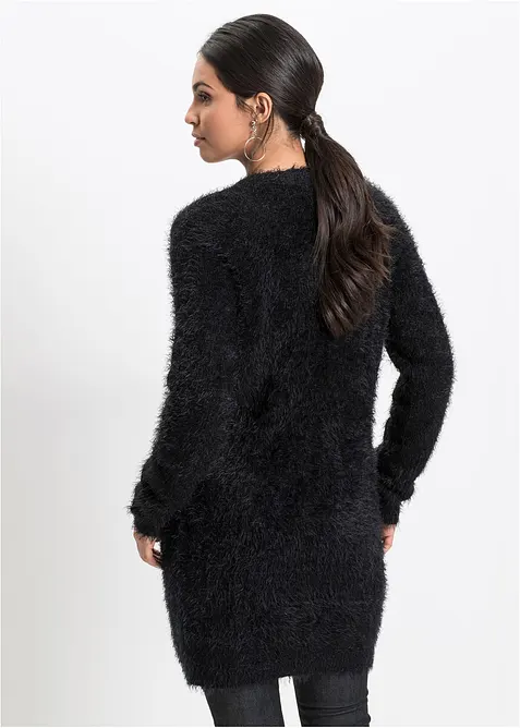 Lång cardigan med fluffig look, bonprix