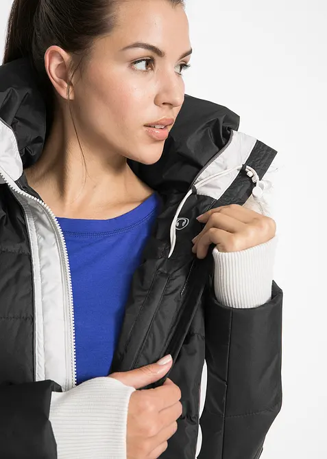 Vattenavvisande kort kappa med fuskpäls, bonprix