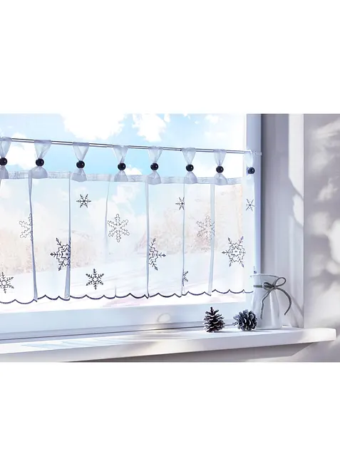 Cafégardin  med vintrigt broderi, bonprix