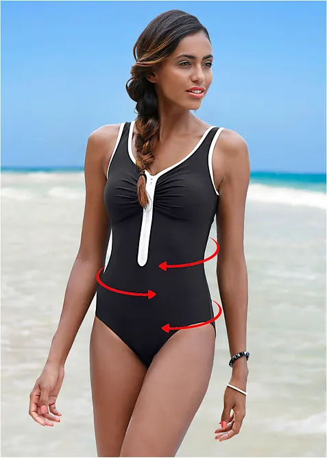 Baddräkt med dragkedja och lätt formande effekt, bonprix