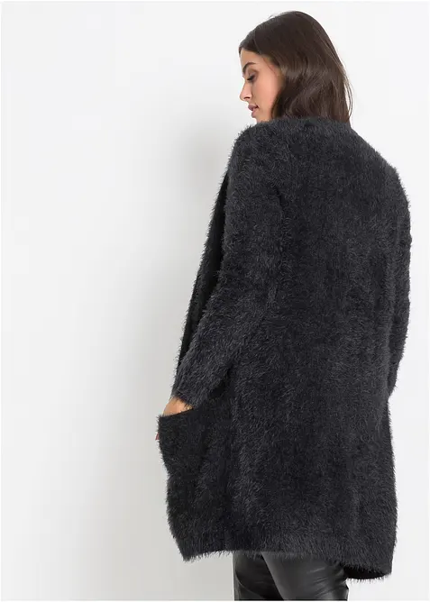 Lång cardigan med fluffig look, bonprix