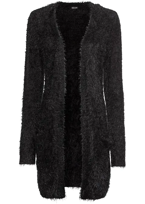 Lång cardigan med fluffig look, bonprix