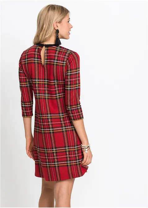 Minikl&auml;nning i rutigt jacquardmaterial, bonprix