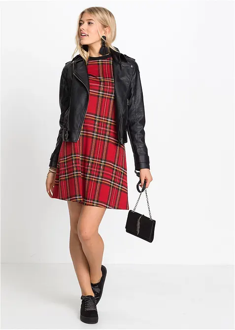 Minikl&auml;nning i rutigt jacquardmaterial, bonprix