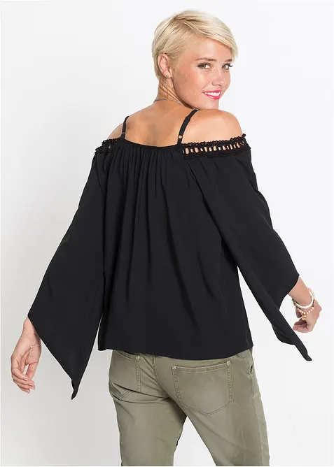 Cold shoulder-blus av mjuk viskos, bonprix