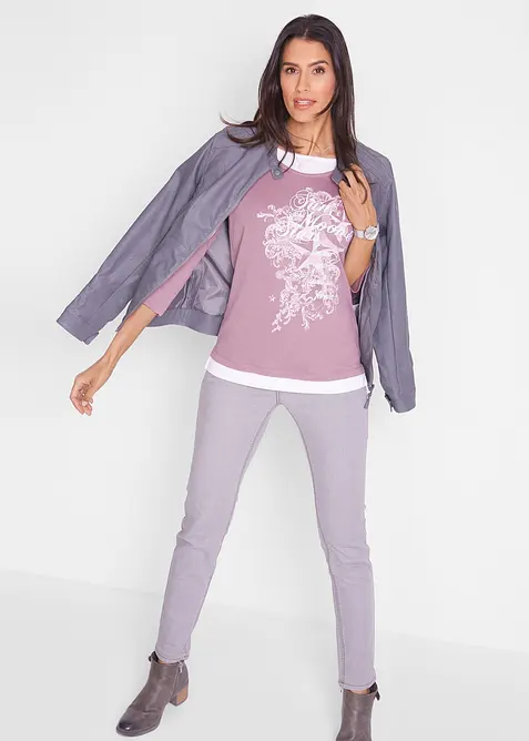 Bomullstopp med 2-i-1-look och 3/4-ärm, bonprix