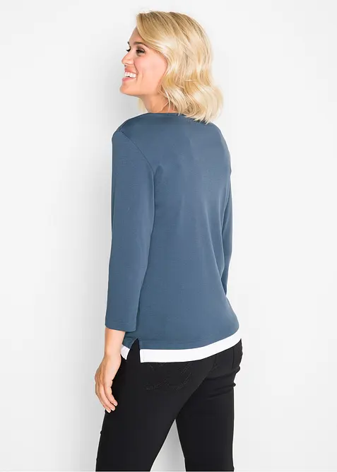 Bomullstopp med 2-i-1-look och 3/4-ärm, bonprix