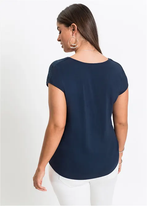 Topp med spetsinf&auml;llning, bonprix