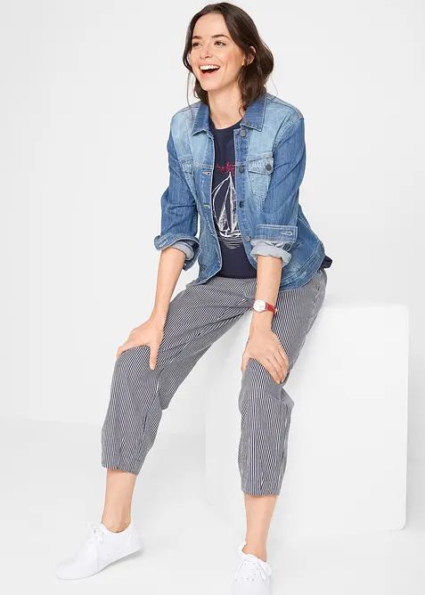 Byxa med lin , 7/8-längd, bonprix