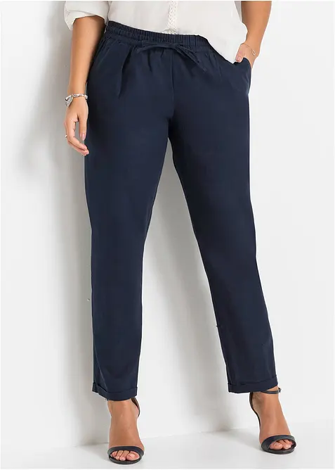 Byxa i linneblandning med res&aring;rmidja, bonprix